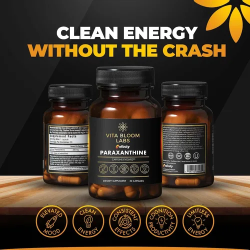 Miniatura 2 de Enfinity Cápsulas de Paraxantina, Energía Limpia y Concentración, Alternativa a la Cafeína 200 mg por Cápsula 30 Cápsulas por Botella