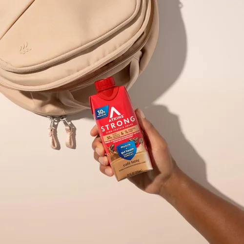 Miniatura 6 de Atkins - Batido Fuerte de Alta Proteína, Sabor Café Laté, 30g de Proteína, 7g de Fibra Prebiótica, Apoyo para la Salud Muscular y del Intestino