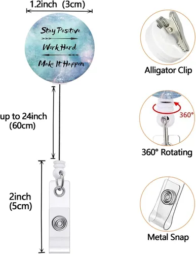 Miniatura 2 de Carrete retráctil para credenciales de enfermera, lindo nombre, carretes decorativos para tarjetas de identificación con clip en soportes