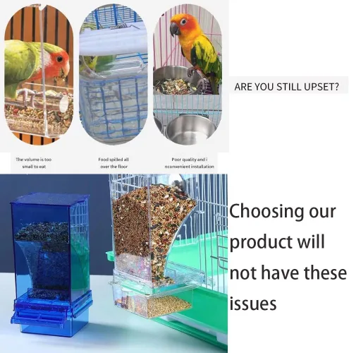Miniatura 3 de Comedero para pájaros sin ensuciar,Alimentador automático de loros,Contenedor de comida de acrílico,Accesorios de jaula de periquitos