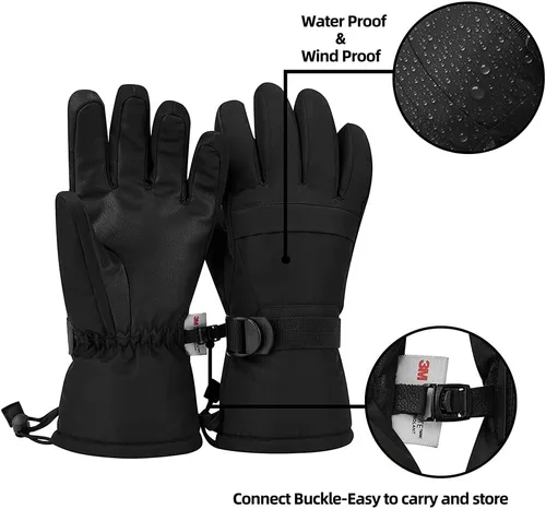 Miniatura 3 de Guantes de esquí, guantes de nieve impermeables y transpirables para clima frío, se adaptan tanto a hombres como a mujeres, para padres e hijos al