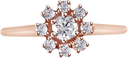 Miniatura 3 de AFFY Anillo con halo de diamantes naturales blancos en oro sólido de 10 K (0,23 quilates)