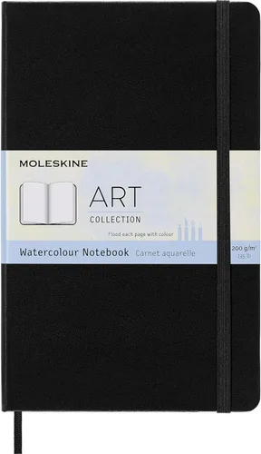Moleskine Cuaderno de arte, tapa dura, grande (5 x 8.25 pulgadas), liso/en blanco, negro, 72 páginas