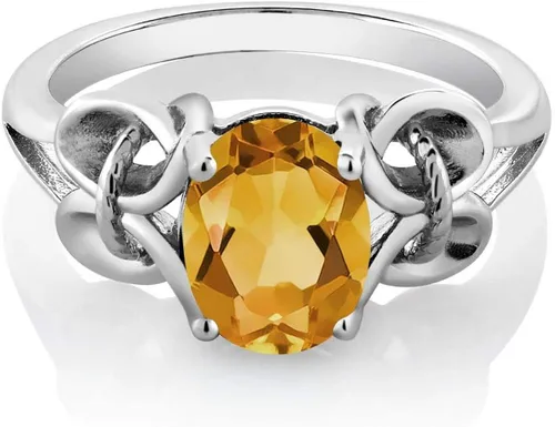 Miniatura 65 de Gem Stone King Anillo de compromiso ovalado con piedra natal para mujer, plata de ley 925, ovalado de 0.354 x 0.276 in, anillo de compromiso