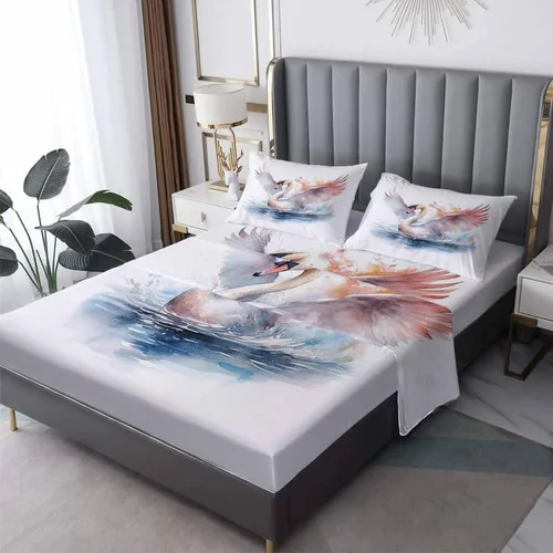 Miniatura 9 de Swan Sheets - Juego de sábanas de tamaño individual, sábanas de microfibra suave y bolsillo profundo, sábanas y fundas de almohada estampadas sin