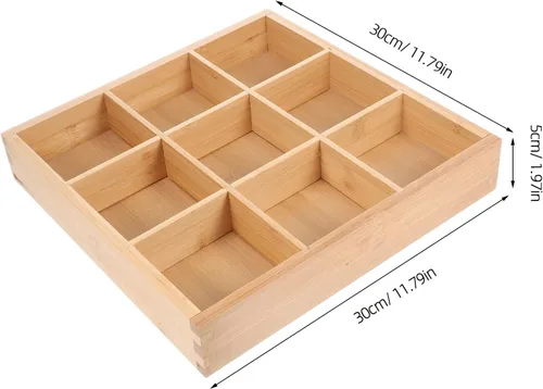 Miniatura 3 de Hemoton Bandeja de 9 compartimentos para servir plato de partición de 11.81 x 11.81 x 1.96 pulgadas, bandeja multirejilla para ollas calientes