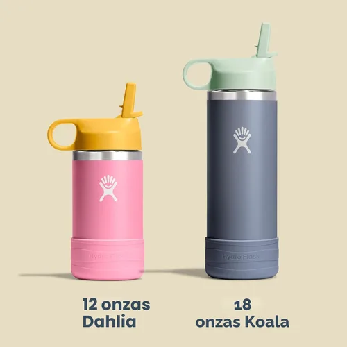 Miniatura 9 de Hydro Flask Botella de agua para niños para la escuela, acero inoxidable y aislada con tapa de pajita, 18 onzas en dalia Dahlia