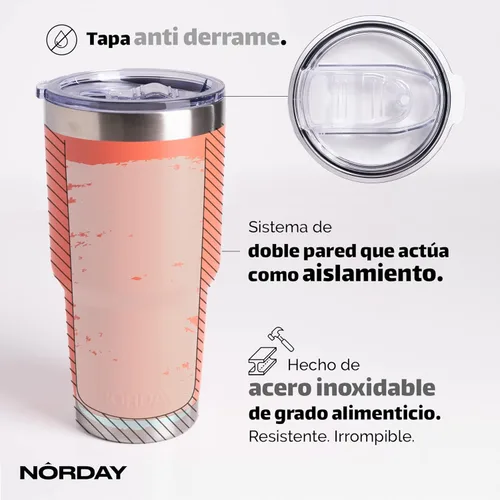 Miniatura 4 de NORDAY Vaso con tapa, 30 onzas, vaso aislado de coral, vasos de acero inoxidable, doble pared aislada al vacío, taza de café de viaje