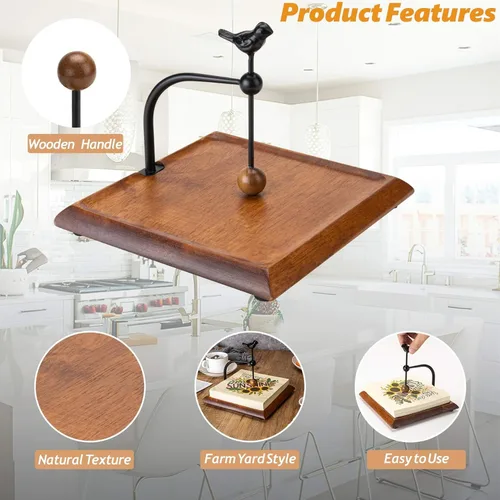 Miniatura 7 de Servilletero de madera para mesa, servilleteros para servilletas de papel, servilletero plano de madera con mango en forma de pájaro, decoración