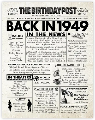 Miniatura 43 de Póster de cumpleaños 96 sin marco, periódico Back In 1930, regalos de feliz cumpleaños 96 para hombres y mujeres, vintage, retro, nacido en 1930