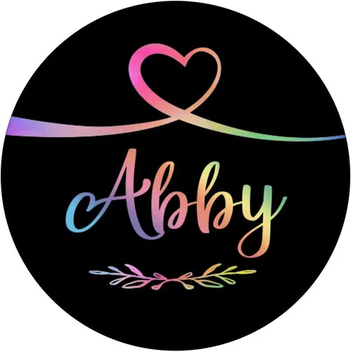 Miniatura 3 de Abby Heart Rainbow Watercolor Name Black Abby Gift - PopSockets Grip and Stand for Phones and Tablets