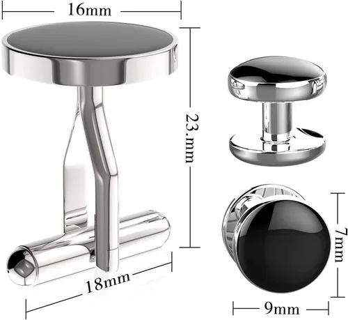 Miniatura 2 de Gemelos para hombres, camisa de esmoquin de acero inoxidable 316L, accesorios únicos de negocios, novio, boda, negro, plata, oro, joyería para hijo