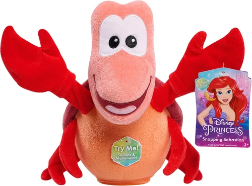 Miniatura 4 de Disney Princess Just Play - Peluche Sebastian de 10 pulgadas, cangrejo rojo, juguetes para niños a partir de 3 años