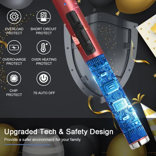 Miniatura 4 de Encendedor de arco de vela SUPRUS USB eléctrico con batería LED mejorada, pantalla de batería, interruptor de seguridad, recargable, sin llama