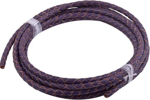 Miniatura 32 de KONMAY 2 yardas 8.0mm Cordón redondo de cuero trenzado auténtico marrón antiguo para corbata de bolo