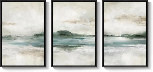 Miniatura 9 de Arte de pared abstracto de paisaje natural enmarcado grande para sala de estar, juego de 3 impresiones en lienzo modernas, pinturas para paredes