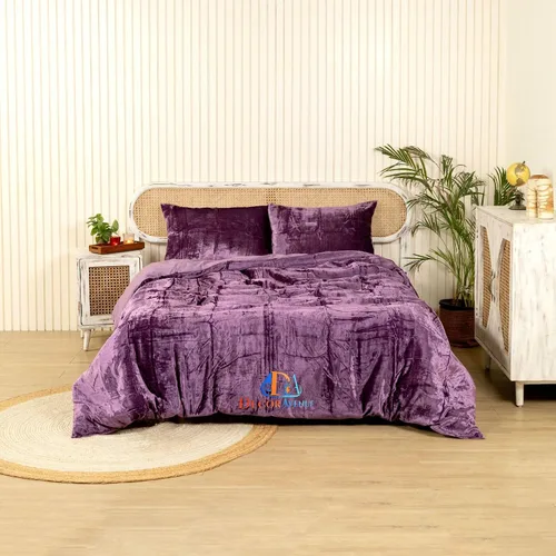 Miniatura 20 de Funda de edredón de terciopelo sólido ultra-luxe, ropa de cama boho UO, funda de colcha Donna, juego de edredón de 3 piezas, juego de cama de Azul