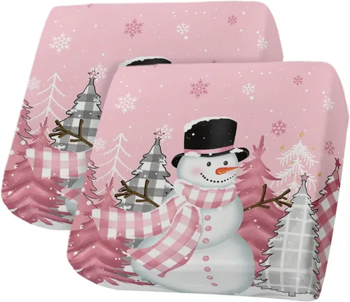 Miniatura 9 de Fundas de cojín elásticas para sofá de Navidad, diseño de muñeco de nieve, seccional/individual/en forma de L, protector de muebles con parte