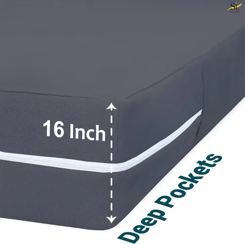 Miniatura 3 de Protector de colchón tamaño completo, funda 100% impermeable con cremallera, 15 pulgadas de profundidad, funda de colchón de seis lados para cama
