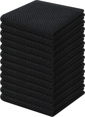 Miniatura 32 de Kitinjoy - Paños de cocina de 100 % algodón, tela de tejido gofrado, paño de limpieza ultrasuave, absorbente y de secado rápido. Gris Oscuro