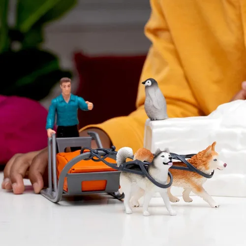 Miniatura 8 de schleich Wild Life - Juego de 19 piezas de expedición antártica con figuras de guardabosques, perros Husky y pingüinos - Juego de safari de nieve