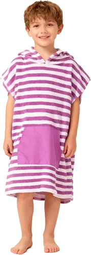 Miniatura 13 de MissShorthair Toalla Poncho para niños, toalla de playa con capucha para niñas y niños, poncho de surf, bata cambiante, toalla de baño de Rayas