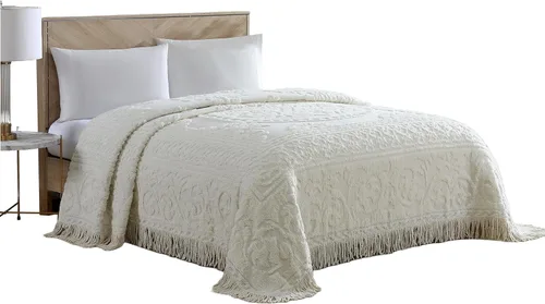 Miniatura 11 de Beatrice Home Fashions Colcha de Chenilla con Medallón, Full, Blanco