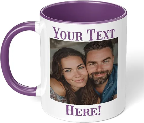 Miniatura 11 de Taza de café de cerámica negra personalizada de 11 onzas con texto, mensaje, tu texto aquí, nombre, DYE Taza para Cafe personalizadas, con foto