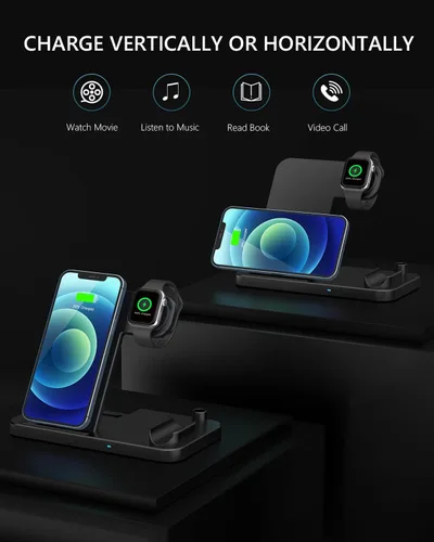 Miniatura 3 de Cargador inalámbrico, estación de carga inalámbrica 4 en 1 rápida compatible con Apple Watch, Airpods Pro, iPhone 12/12 Pro/11/11 Pro/8/X, soporte
