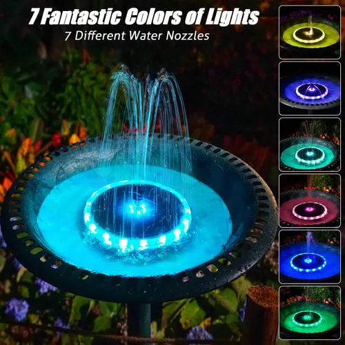 Miniatura 5 de SZMP Fuente solar de 3.5 W 2023 mejorada y bomba de fuente solar de 4 W para baño de pájaros, bomba de fuente solar con boquilla 7 en 1, 4 tubos