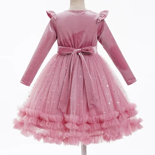 Miniatura 142 de IDOPIP Vestido tutú de terciopelo para niñas pequeñas, vestido de manga larga para princesa, Navidad, cumpleaños, fiesta, boda, vestidos de otoño e