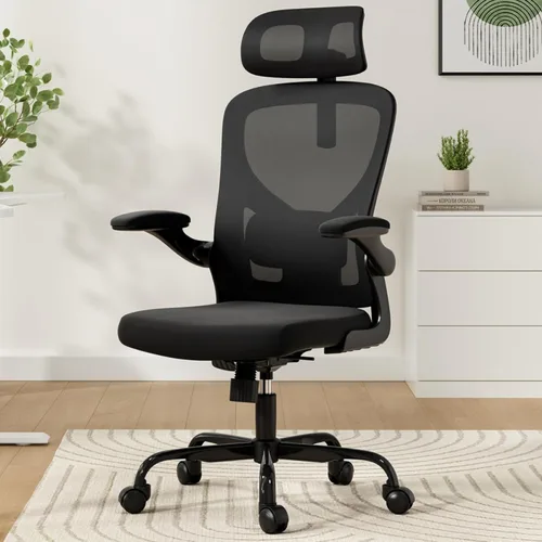 Miniatura 9 de Ergonomic Office Chair with Headrest and Adjustable Lumbar Support, Home Desk Computer Chair Featuring Flip-Up Armrests for Space Saving, Breathable
