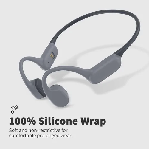 Miniatura 4 de Auriculares de conducción ósea, Bluetooth 5.4, auriculares inalámbricos con micrófono, auriculares deportivos IPX6 para correr (gris)