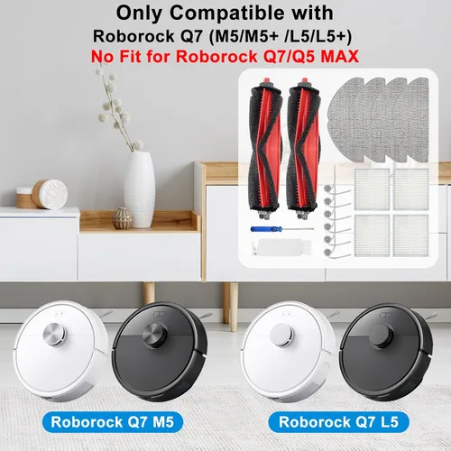 Miniatura 3 de Q7 M5 Piezas de repuesto para Roborock Q7 M5+, L5/L5+Series Robot Aspirador, 2 cepillos principales+4 filtro+4 almohadillas de trapeador+6 cepillos