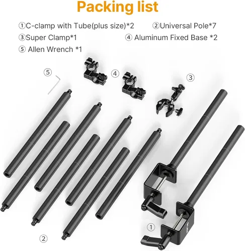 Miniatura 6 de JUSMO LS15 Pro Soporte de Escritorio para Cámara, Plataforma de Montaje de Cámara Aérea de Aluminio, Poste de Mesa Multidispositivo para Montar