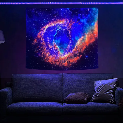Miniatura 8 de PSYHILAR Blacklight Tapestry - Póster para colgar en la pared, diseño de galaxia, nebulosa, estrellas, galaxia, nebulosa, universo neón, reactivo a