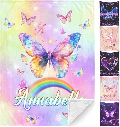 D-Story Manta personalizada con nombre, mantas con nombre personalizado para niños y adultos, mantas de bebé personalizadas para niños y niñas,