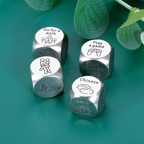 Miniatura 2 de Juego de dados sexuales de 4 piezas para parejas, regalo de 10 aniversario de acero para mujeres, hombres, regalos del día del padre para él