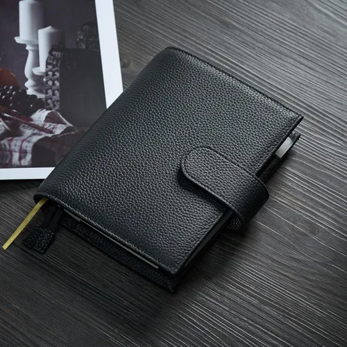 Miniatura 2 de Funda de cuero A6 para planificador Hobonichi, Stalogy, Midori Hibino, Leuchtturm1917 y más - con trabilla para bolígrafos, ranuras para tarjetas