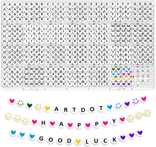 Miniatura 10 de ARTDOT Kit de 1400 cuentas de letras para hacer pulseras de amistad, 28 estilos surtidos de suministros de fabricación de joyas, juego de cuentas