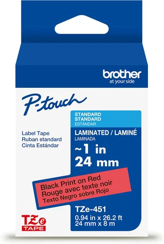 Miniatura 24 de Brother P-touch TZE-S951 - Cinta adhesiva laminada extra resistente de 1 pulgada (24 mm) de ancho, negro sobre plateado mate, laminada