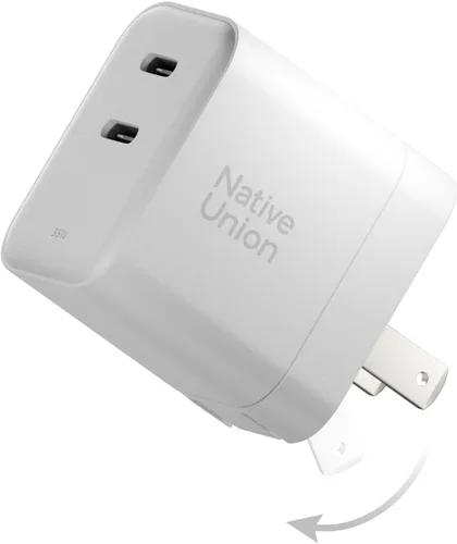 Native Union Fast GaN Charger PD 35W - Cargador USB-C ultra compacto habilitado para entrega de energía de hasta 35 W - para MacBook Air, iPads,