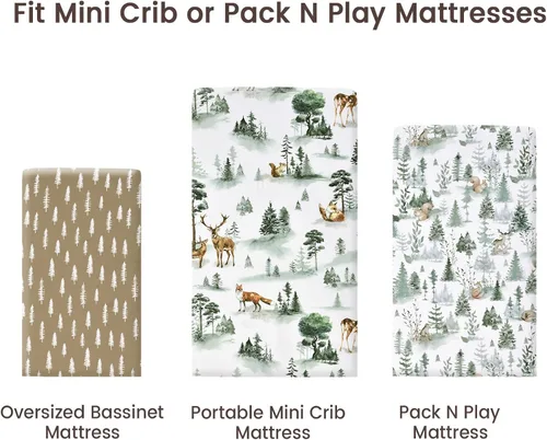 Miniatura 48 de PHF Paquete de 4 sábanas suaves de dinosaurio para cuna, cómodas sábanas transpirables para niños y niñas, 28 x 52 pulgadas, se adapta a colchones