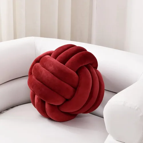 Sioloc Almohadas de Bola con Nudo Suave, Cojín de Almohada Redonda Decorativa Decoración del Hogar Almohada de Felpa, Almohada Anudada Decorativa