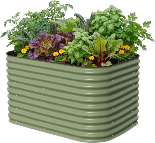 Miniatura 36 de Vego garden Jardinera elevada redonda de 32 pulgadas de alto y 42 pulgadas para jardín, para verduras, flores, patio, gris moderno