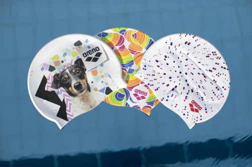 Miniatura 4 de Arena Gorra de natación de silicona elástica unisex HD para adultos, equipo de natación suave y elástico para piscina