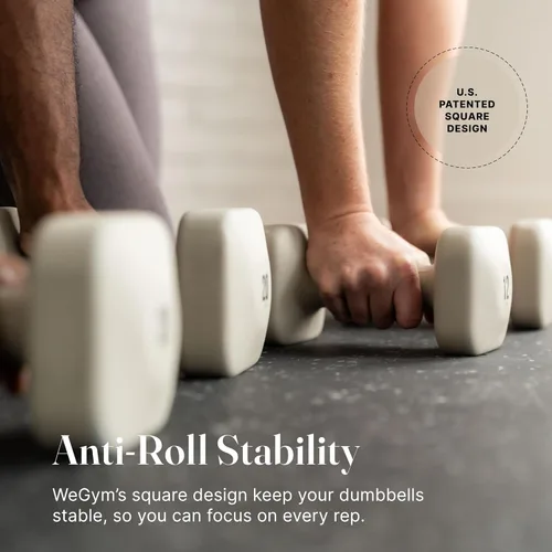 Miniatura 3 de WeGym SafeGrip Square Dumbbells with Anti Slip Handles, Aesthetic Free Weights for Home Workouts, Stable Design Prevents Rolling during Floor