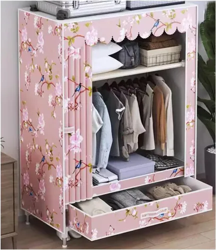 Miniatura 8 de Armarios grandes Armario portátil con cajón Armarios para dormitorio colgante de metal hierro ropa armario ahorra espacio armario ahorro de espacio
