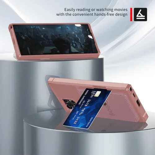 Miniatura 5 de Wefor Funda para Samsung Galaxy S22 Ultra 5G - Funda tipo cartera con bolsillos para tarjetas de piel sintética para Samsung Galaxy S22 Ultra 5G Oro