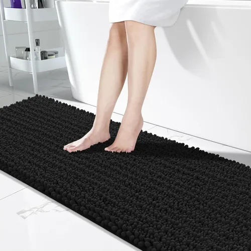 Miniatura 83 de Yimobra Alfombras de Baño Antideslizantes Lavables - Alfombra de Baño de Chenilla Ultra Suave Absorbente, Alfombra Peluda de Secado Rápido para Negro